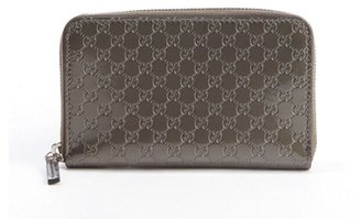 Gucci bronze guccisimma patent leather zip continental wallet