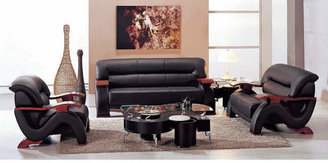 Hokku Designs Chrysocolla 3 Piece Leather Sofa Set