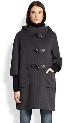 Cinzia Rocca Wool Knit-Trim Toggle Coat