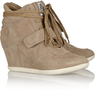 Ash Bowie suede and canvas wedge sneakers