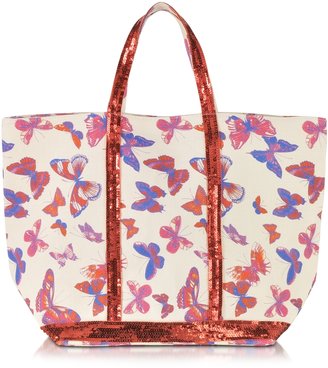 Vanessa Bruno Les Cabas Butterfly Printed Canvas and Sequin Medium Tote