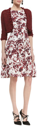 Oscar de la Renta Sleeveless Full-Skirt Floral Dress