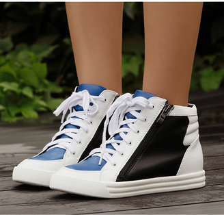 Choies Color Block Wedge Trainers with Side Zipper