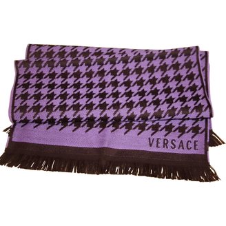 Versace Purple Wool Scarf