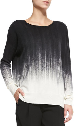 Vince Painted Ombre Knit Sweater, White/Black