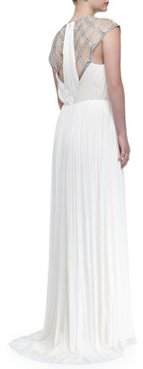 Catherine Deane Mona Silk Beaded-Yoke Gown