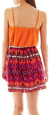 City Triangles City Triangle Sleeveless Belted Lace Print Dress