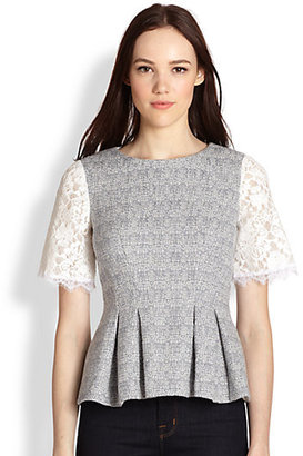 Rebecca Taylor Tweed & Lace Top