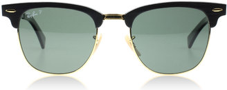 Ray-Ban 3507 Clubmaster Aluminum Sunglasses Black and Gold 136/N5 Polariserade