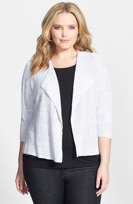 Eileen Fisher Drape Front Organic Linen Sweater Jacket (Plus Size)