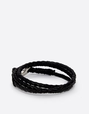 Seven London Plaited Leather Wrap Bracelet