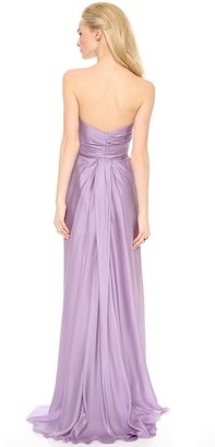 Reem Acra Strapless Ruched Gown