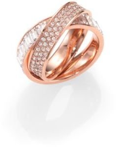 Michael Kors Intertwined Baguette & Pavé Ring/Rose Gold