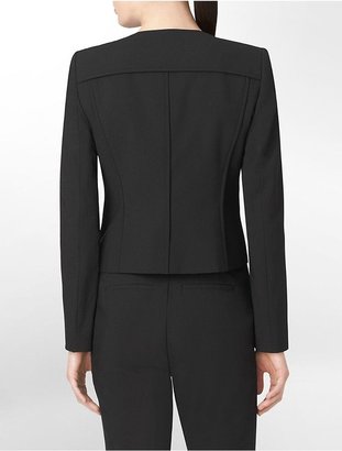 Calvin Klein Womens Exposed Zip Front Cropped Suit Jacket