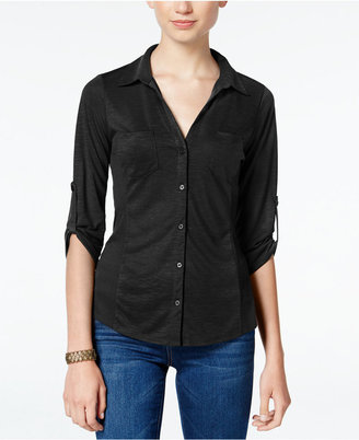 Almost Famous Juniors' Ribbed-Panel Utility Top