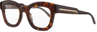 Stella McCartney Thick Square Acetate Fashion Glasses, Dark Tortoise