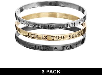 ASOS Pack of 3 Fashion Slogan Bangle Bracelets