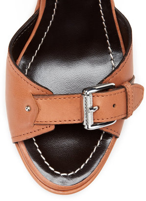 Barbara Bui Leather Slip Platform Wedge Sandal