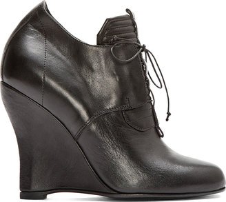 Damir Doma Black Leather Lace-Up Fiore Wedge Boots