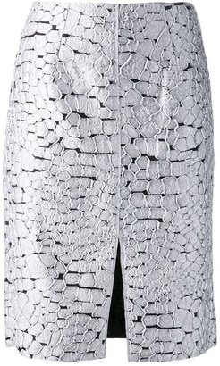 Nina Ricci jacquard crocodile textured skirt