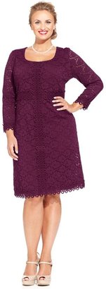 Alfani Plus Size Three-Quarter-Sleeve Lace Dress