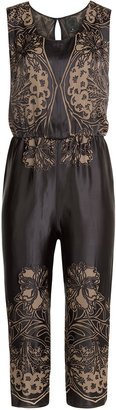 Anna Sui Embroidered Satin Jumpsuit