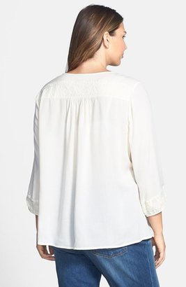 Lucky Brand 'Madelynn' Embroidered Top (Plus Size)