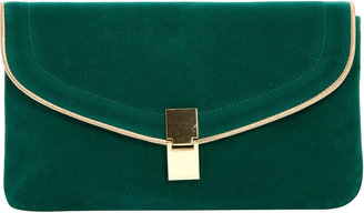 Dorothy Perkins Green patent piped clutch
