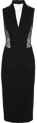 L'Wren Scott Lace-paneled wool-blend gabardine dress