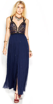 Free People Golden Chalice Sequin Studded Maxi Dress