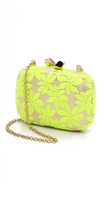 Kotur Margo Clutch with Drop In Chain & Floral Lace
