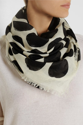 Lanvin Polka-dot cashmere and silk-blend scarf