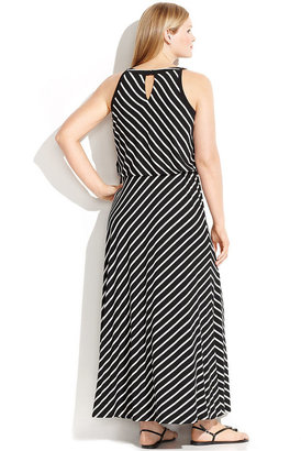 Calvin Klein Size Sleeveless Striped Keyhole Maxi Dress