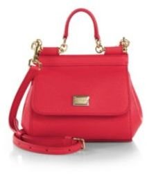 Dolce & Gabbana Sicily Micro Textured Leather Top-Handle Satchel
