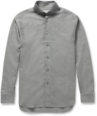 Brioni Cotton-Twill Contrast Collar Shirt