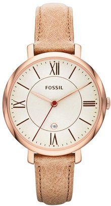 Fossil Jacqueline Rose Gold-Tone Leather Strap Ladies Watch
