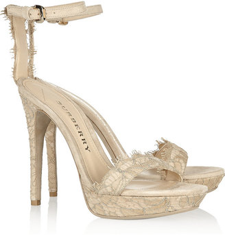 Burberry Shoes & Accessories Lace-covered suede sandals