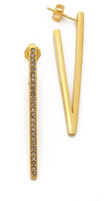 Paige Novick Claire Collection Small V Earrings with Crystals