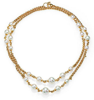 Majorica 8MM-12MM White Pearl Double-Wrap Station Necklace