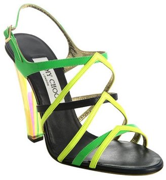 Jimmy Choo green and navy leather 'Poppy' sandals