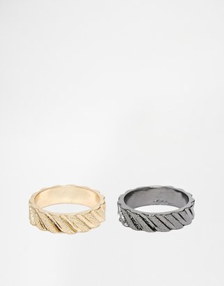 ASOS Ring Pack With Embossed Stripes