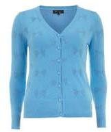 Dorothy Perkins Womens Cutie Blue Fitted Knit Cardigan- Blue