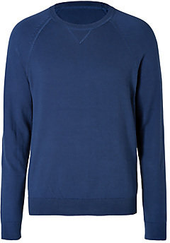 Vince Knit Cotton Sweatshirt in Union Blue