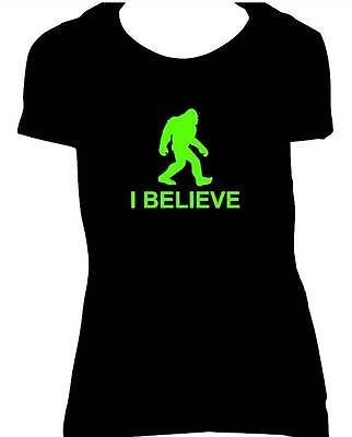 American Apparel I Believe Bigfoot Womens Fitted T-Shirt Funny Sasquatch Ladies Tee