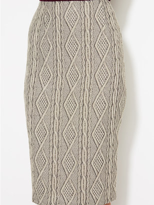 Tibi Cable Knit Jacquard Pencil Skirt