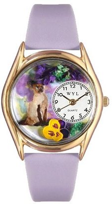 Whimsical Watches Kids' C0120004 Classic Gold Siamese Cat Lavender Leather And Goldtone Watch