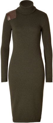 Ralph Lauren Black Label Wool-Angora Blend Gunpatch Dress in Olive