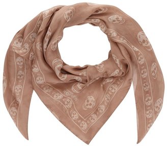 Alexander McQueen Rose skull print silk scarf