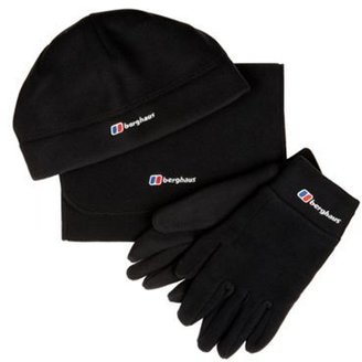 Berghaus Black fleece hat, scarf and gloves set