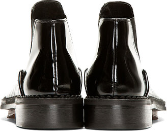 McQ Black Patent & Python Print Chelsea Boots